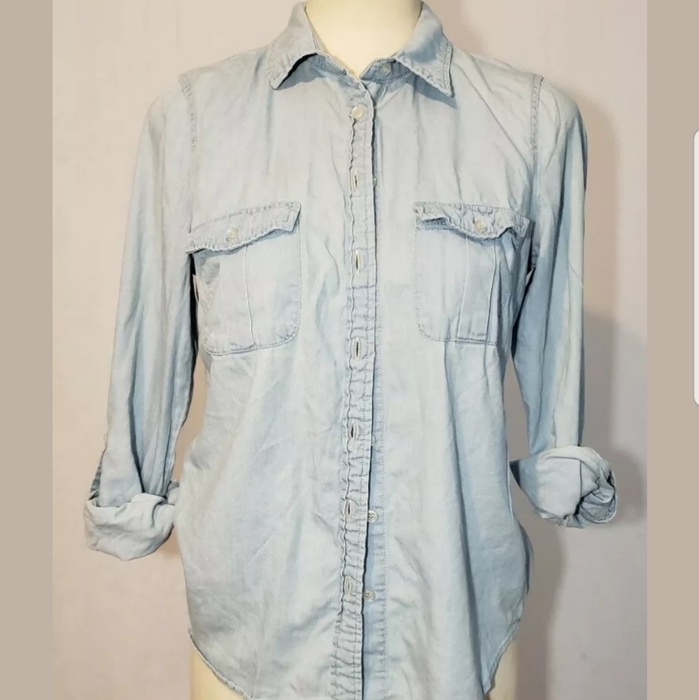 Womens Top Denim look button down Charlotte Russe